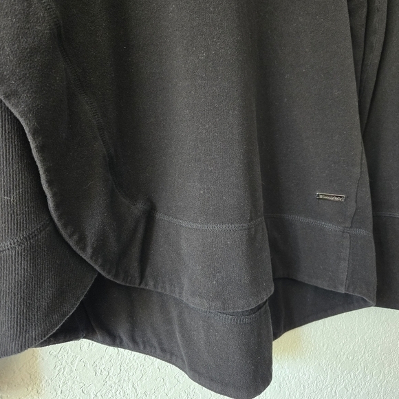 Sweaty Betty M Black Cotton Hooded‎ Sweatshirt High Neck Thumbholes - Picture 2 of 8